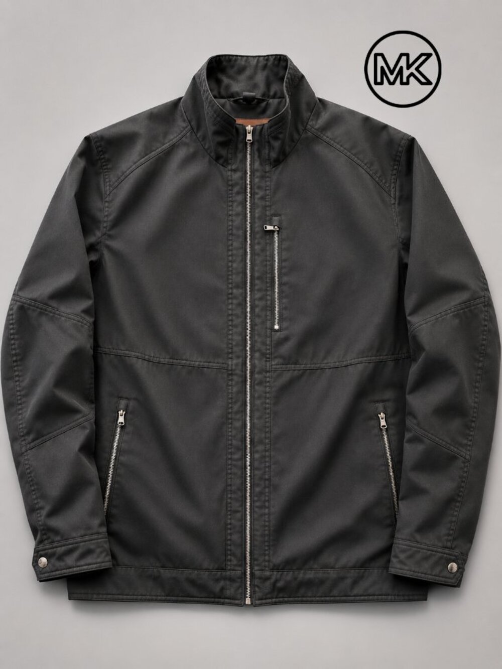 Michael Kors Men's Black Zip Front Jacket Stand Collar 2XT Excellent